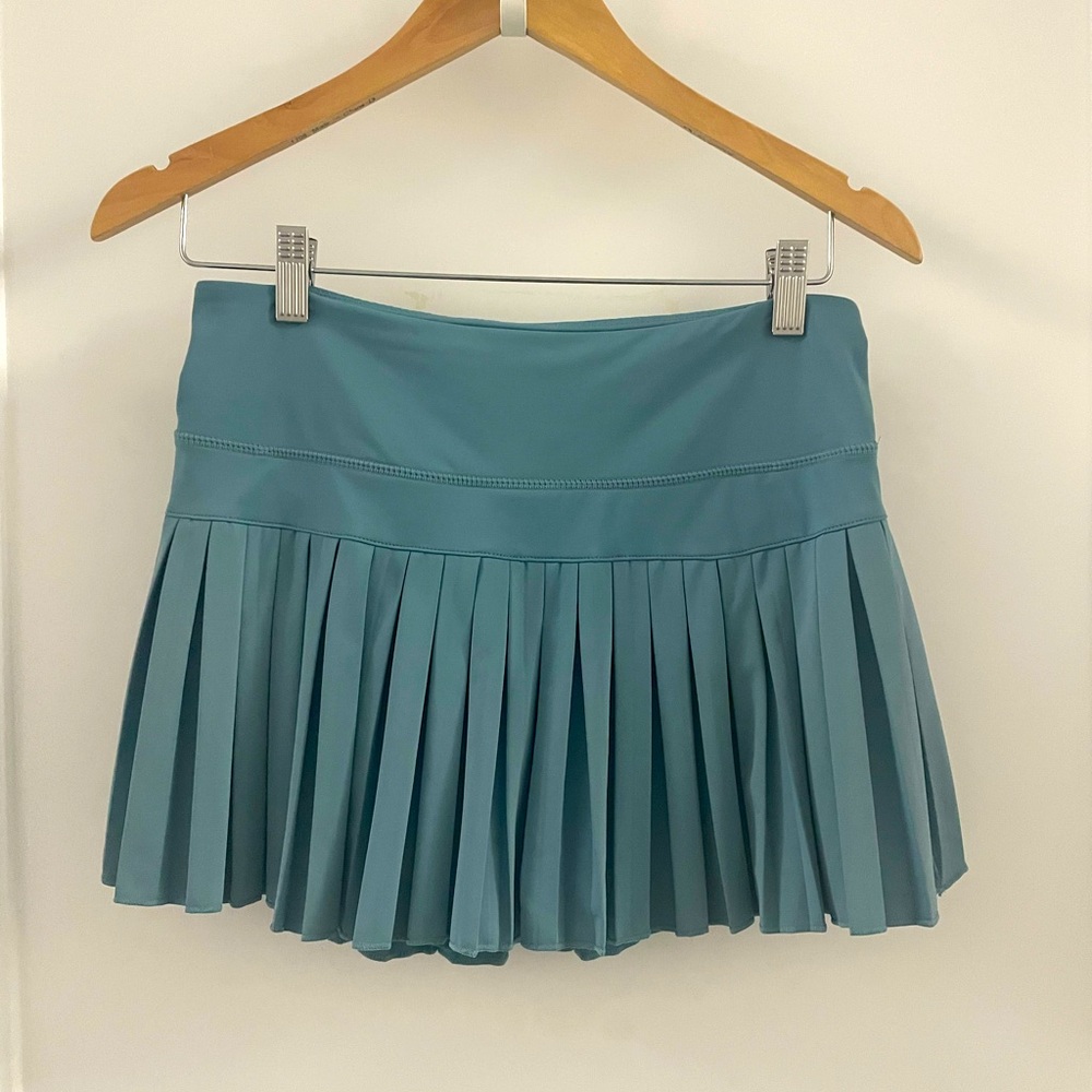 Pleated Mini Skirt in Teal - Women's Active Skirt